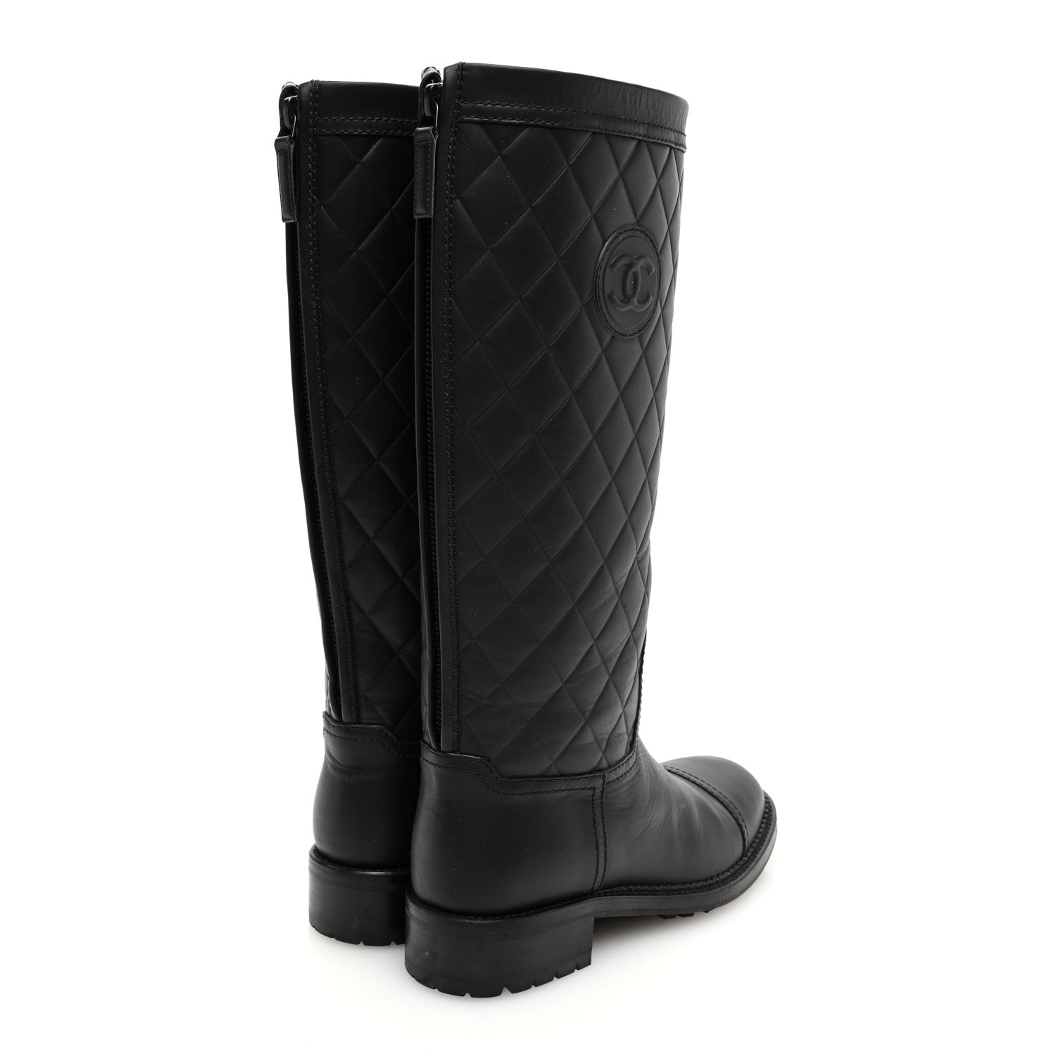 Chanel Oily Calfskin Quilted High Boots 37 Black 4 of 8