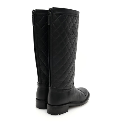 Chanel Oily Calfskin Quilted High Boots 37 Black 4 of 8
