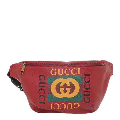 Gucci Grained Calfskin Logo Belt Bag Hibiscus Red 1 of 10