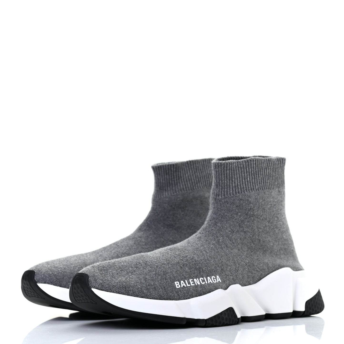Sweatshirt Knit Bi-Color Sole Womens Speed Sneakers 38 Grey White Black
