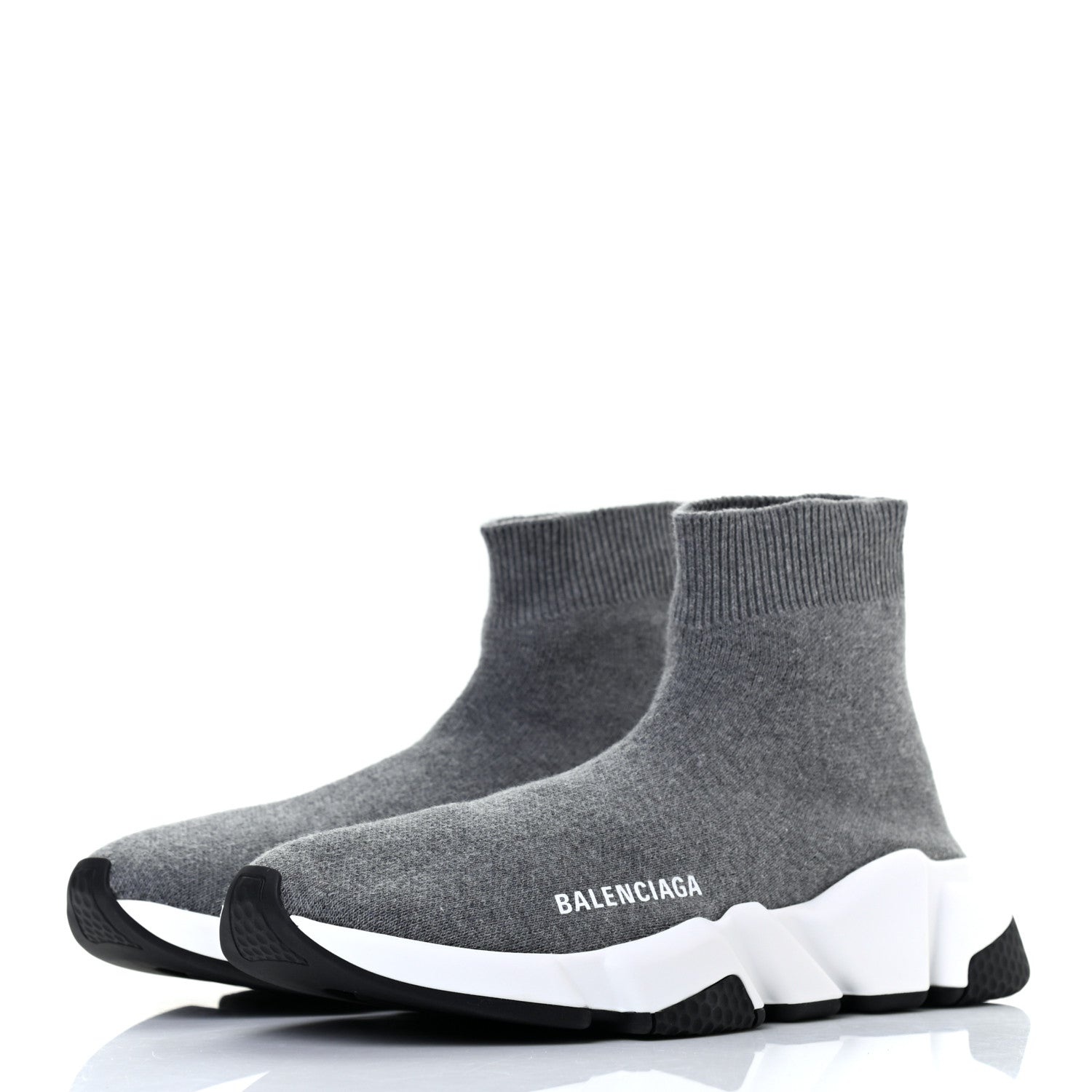 Balenciaga Sweatshirt Knit Bi-Color Sole Womens Speed Sneakers 38 Grey White Black 3 of 8