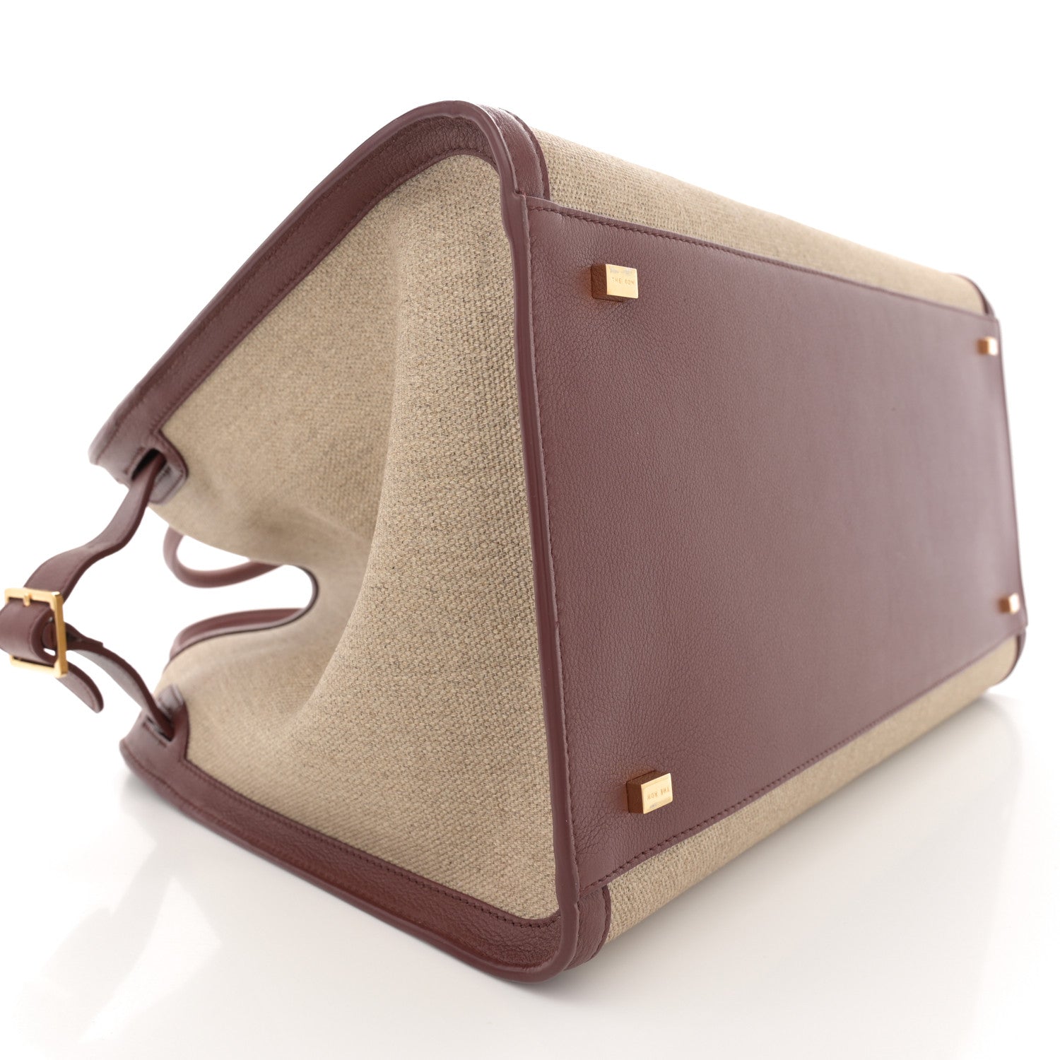 The Row Canvas Polished Saddle Calfskin Soft Margaux 15 Naturel Burgundy 8 of 9