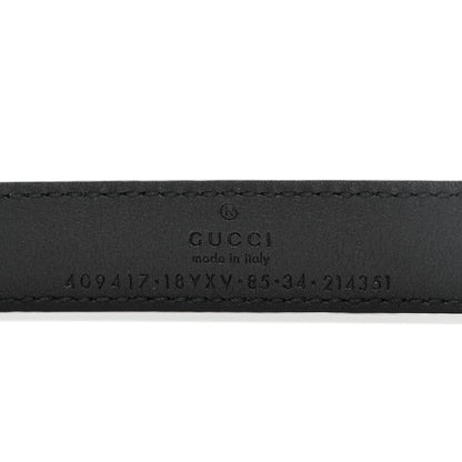 Gucci Azalea Calfskin Enamel Monochrome Double G 20mm Belt 85 34 Black 3 of 5