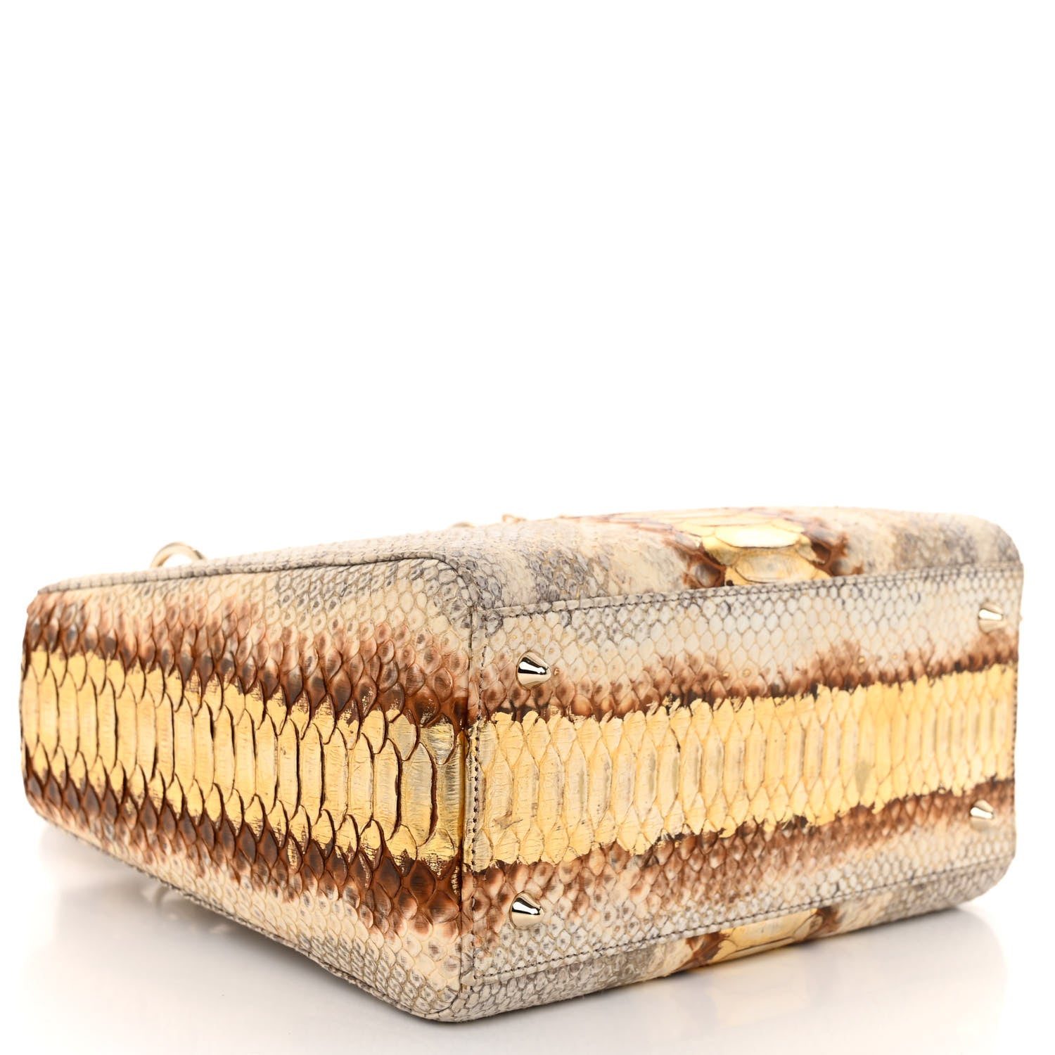Christian Dior Metallic Snakeskin Medium Lady Dior Beige Gold 4 of 11