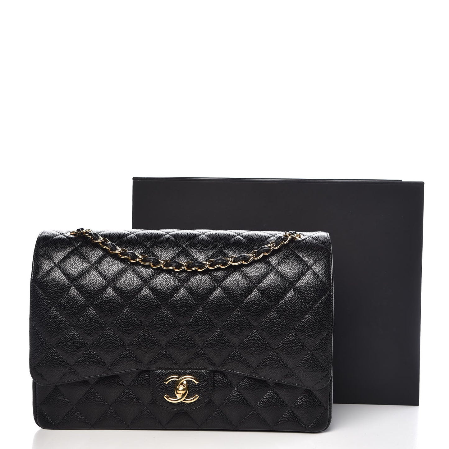 Caviar Quilted Maxi Double Flap Black