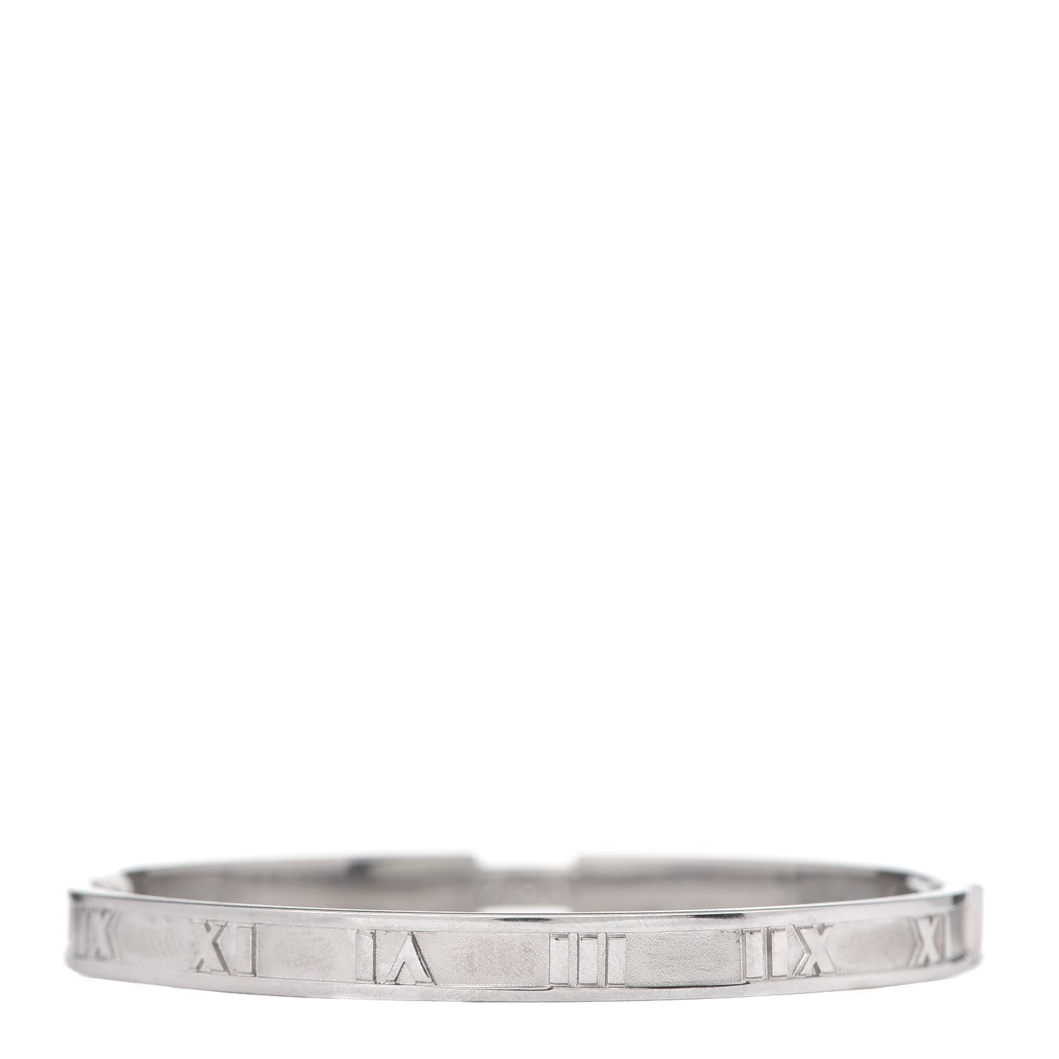 Tiffany 18K White Gold Diamond Atlas Closed Hinged Bangle Bracelet 3 of 6