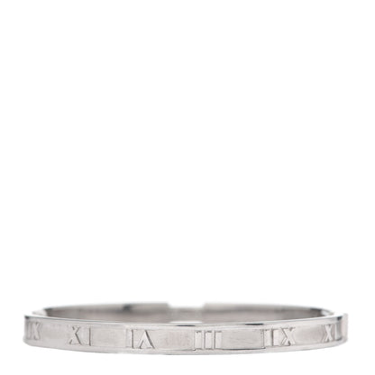 Tiffany 18K White Gold Diamond Atlas Closed Hinged Bangle Bracelet 3 of 6