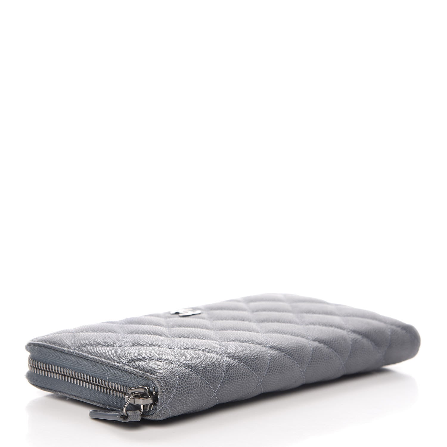 Chanel Caviar Quilted Large Gusset Zip Around Wallet Grey 4 of 13