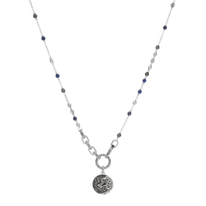 John Hardy Sterling Silver Multi Gemstone Legends Naga Reticulated Pendant Necklace 1 of 3