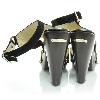 Jimmy Choo Suede Leather Ultima Platform Studded Heels 39 Black 5 of 7