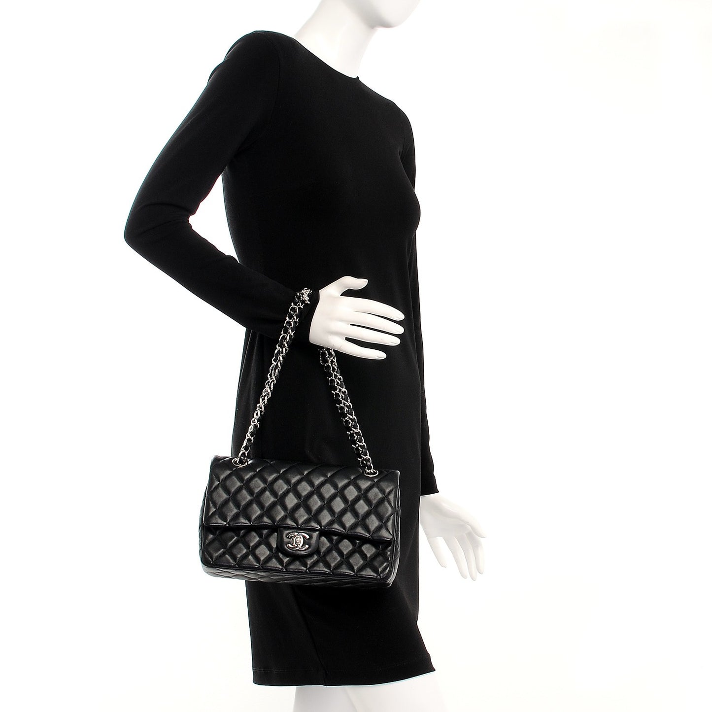 Lambskin Quilted Valentine Charms Medium Single Flap Black
