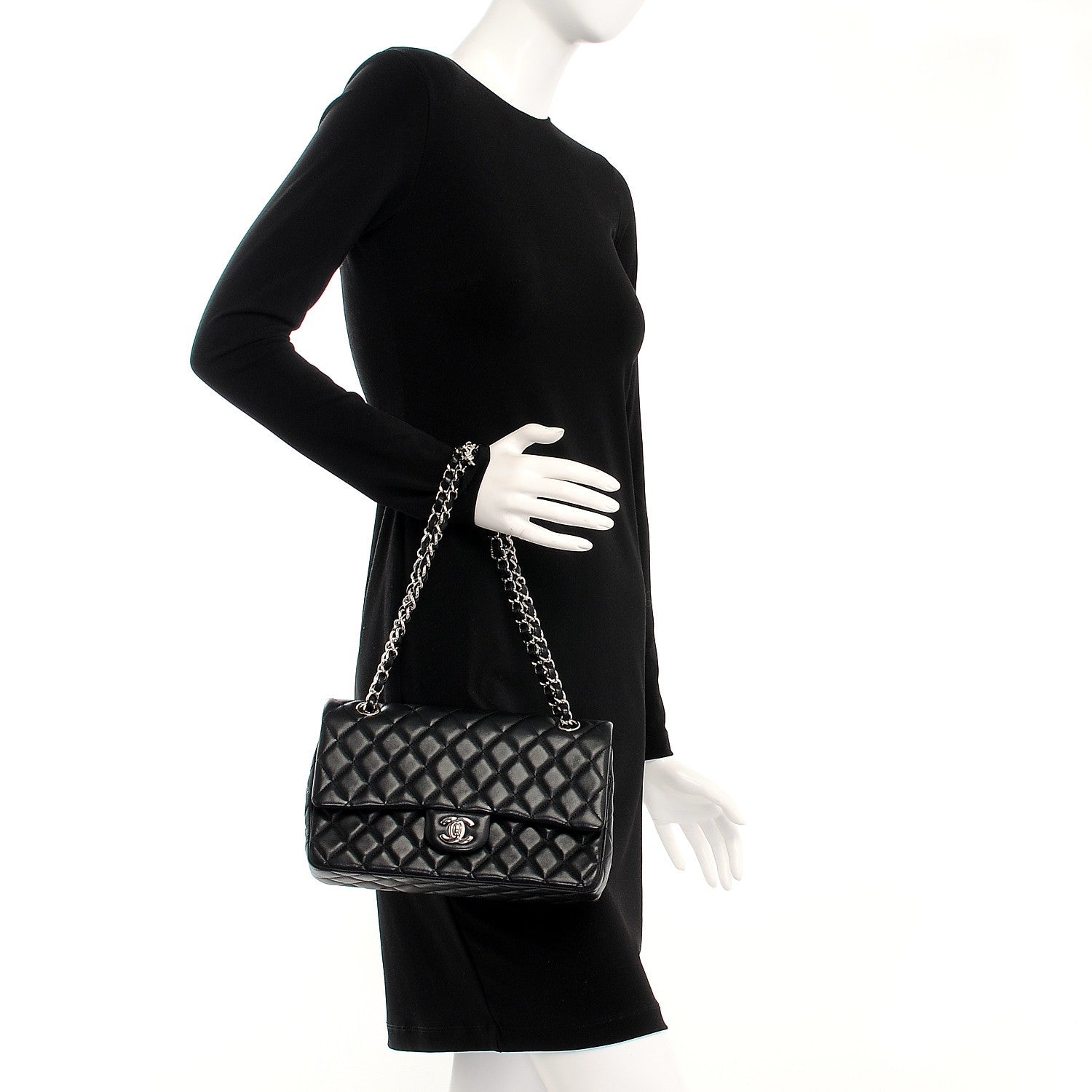Chanel Lambskin Quilted Valentine Charms Medium Single Flap Black 2 of 8