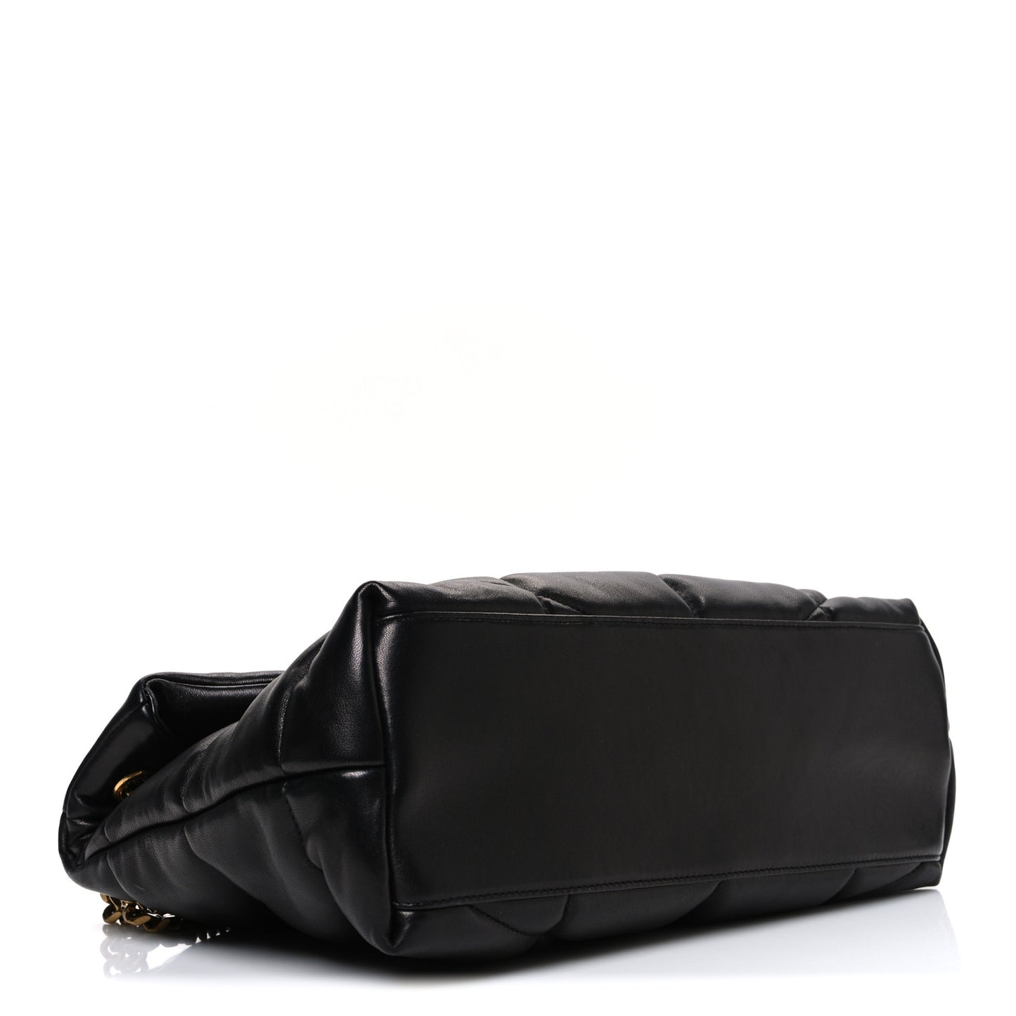 Lambskin Quilted Medium Loulou Puffer Monogram Chain Satchel Black