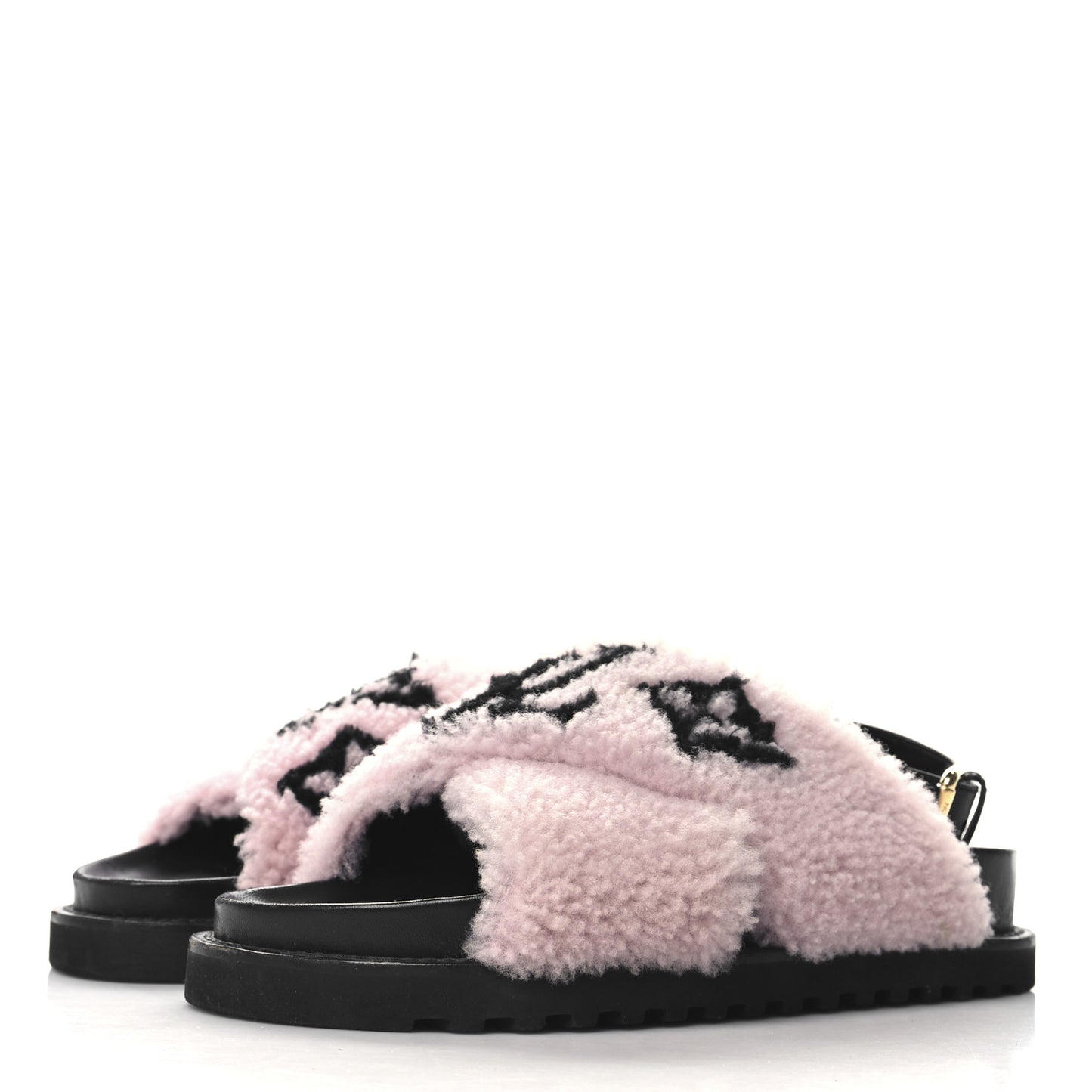 Shearling Calfskin Paseo Flat Comfort Sandal 38 Pink