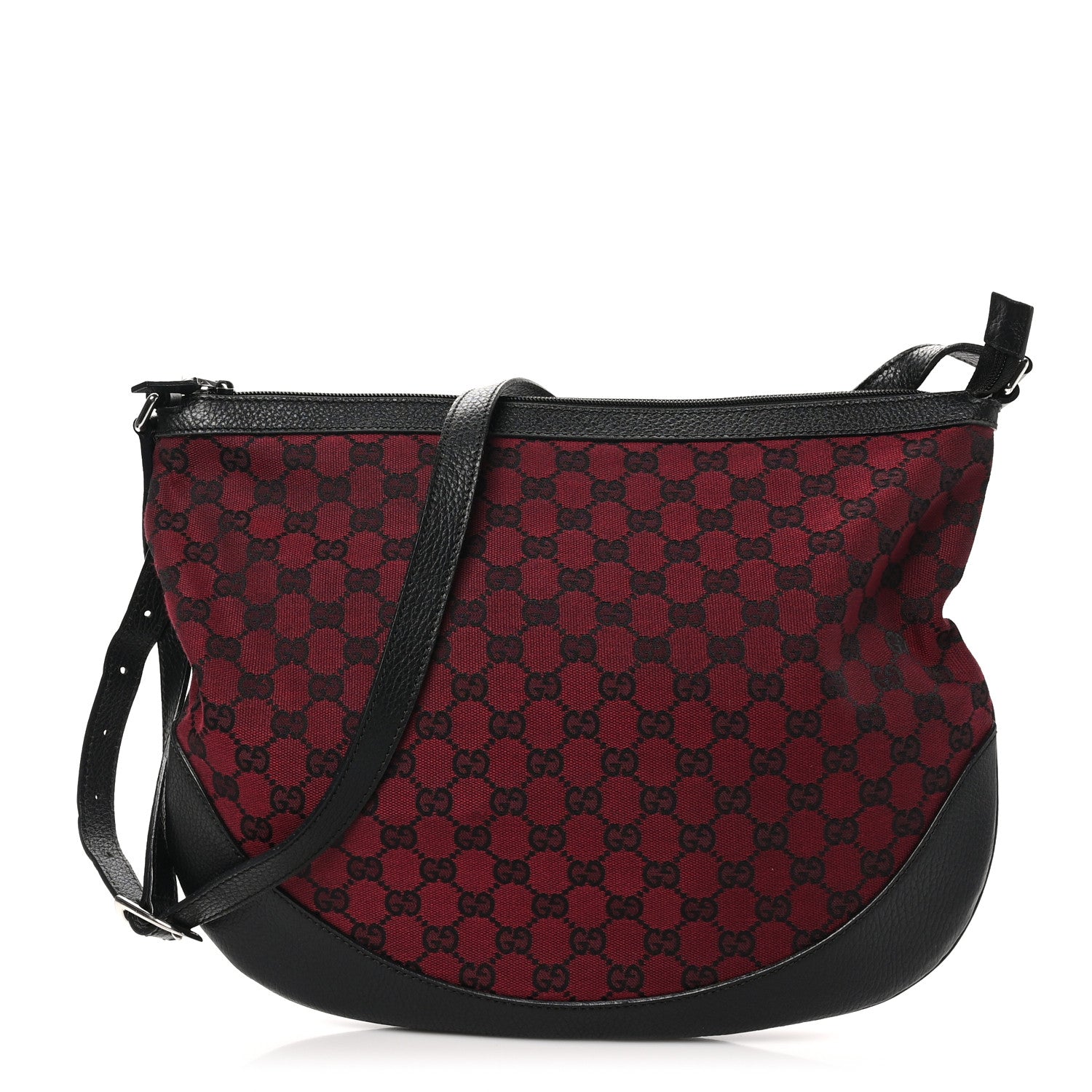 Gucci Denim Monogram Large Half Moon Hobo Red 1 of 10