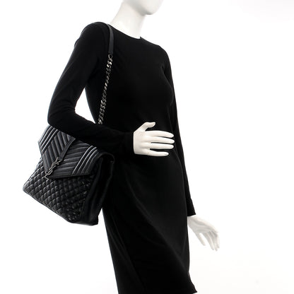 Saint Laurent Sheepskin Tri-quilt Monogram Large College Satchel Black 2 of 9