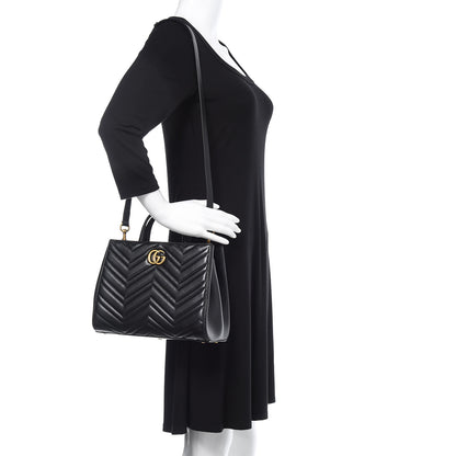 Gucci Calfskin Matelasse Small GG Marmont Tote Black 2 of 10
