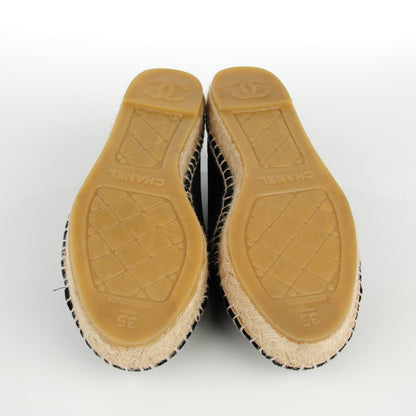 Chanel Velvet CC Espadrilles 35 Navy Black 6 of 9