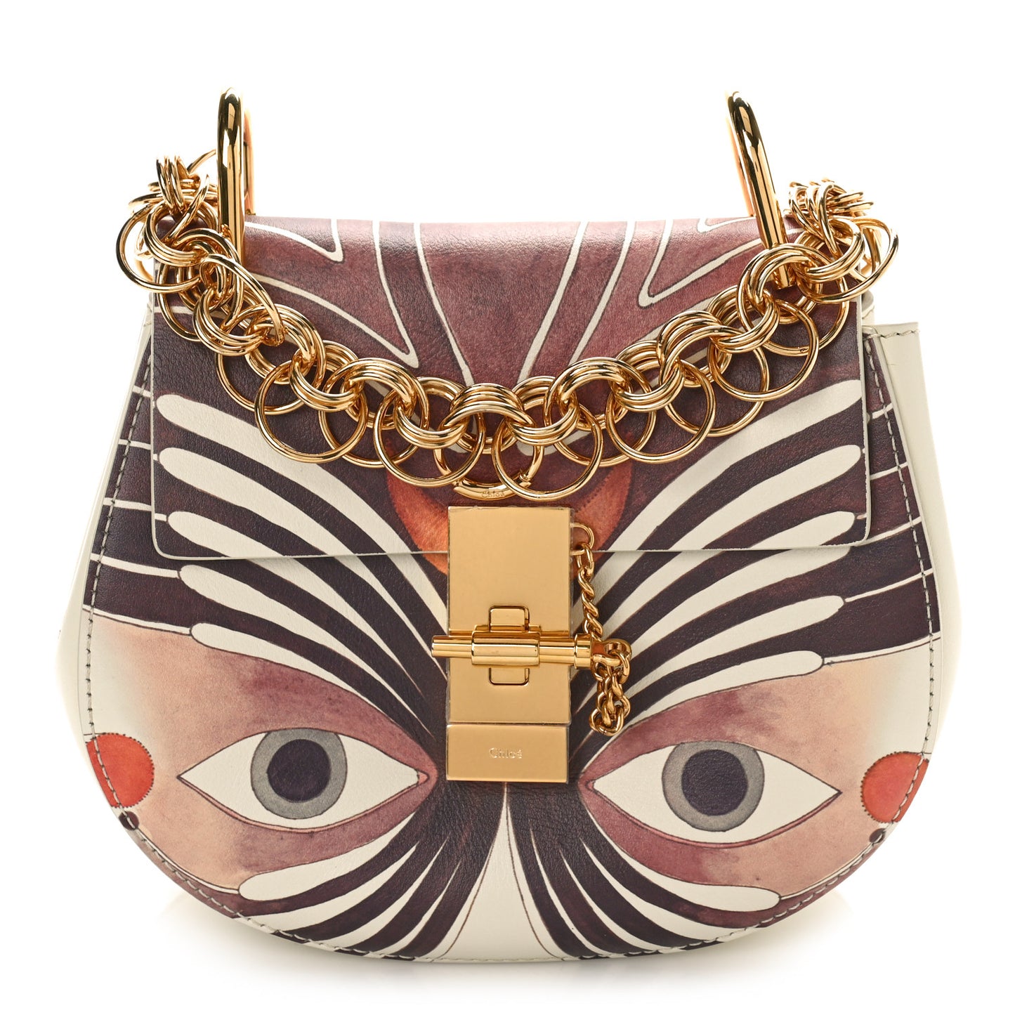 Calfskin Printed Mini Drew Bi-Color Shoulder Bag Dark Multicolor