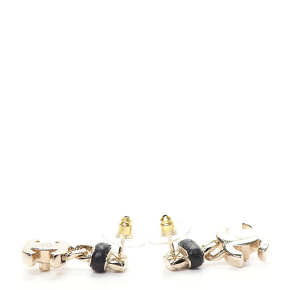 Chanel Lambskin CC Turnlock Drop Earrings Gold Black 3 of 5