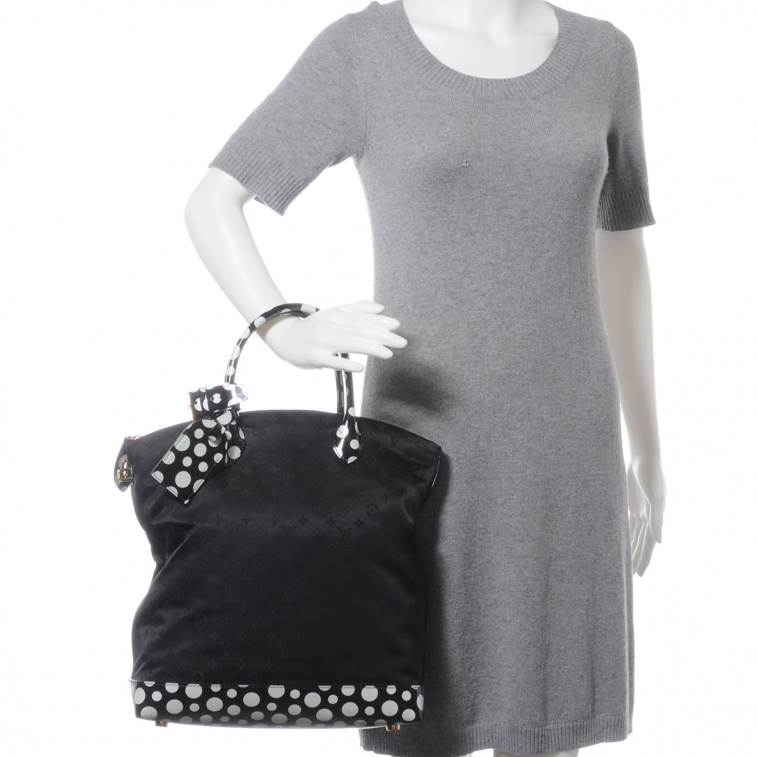 Louis Vuitton Nylon Kusama Infinity Dots Lockit Vertical MM Black White 2 of 7