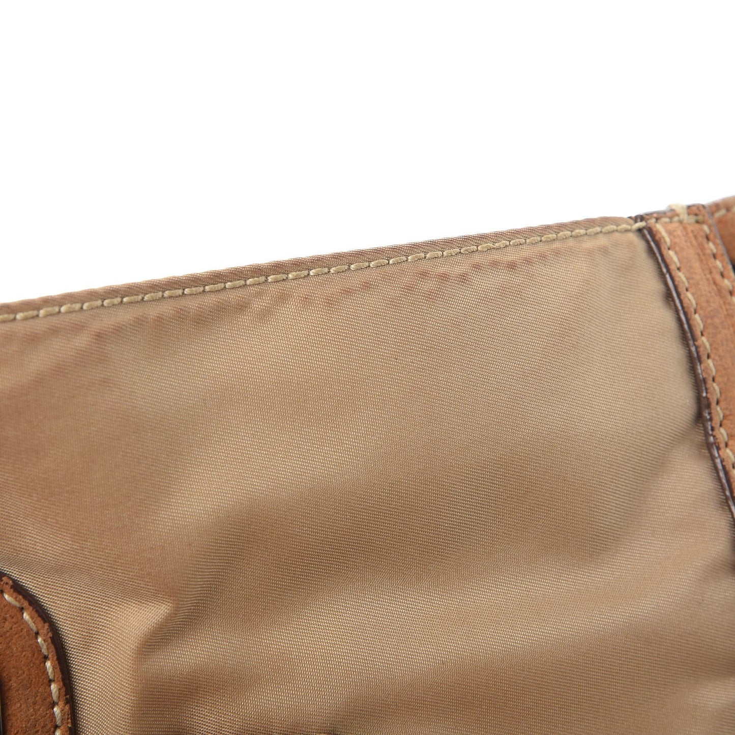 Tessuto Nylon Calfskin Pushlock Satchel Brown