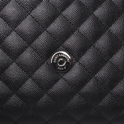 Saint Laurent Grain De Poudre Textured Mixed Matelasse Triquilt Medium Monogram Satchel Black 15 of 15