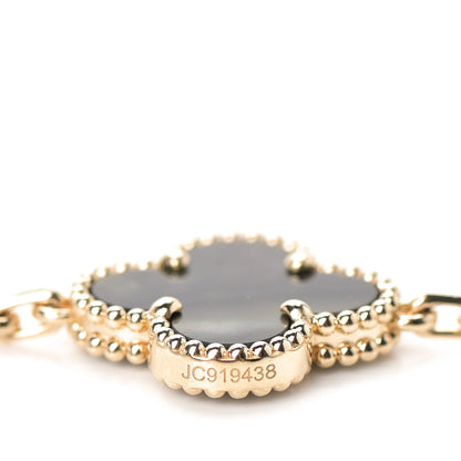 Van Cleef & Arpels 18K Rose Gold Gray Mother of Pearl 5 Motifs Vintage Alhambra Bracelet 4 of 5