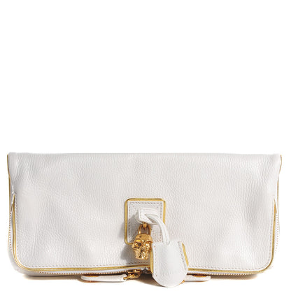 Alexander McQueen Grainy Calfskin Padlock Skull Clutch White 1 of 7
