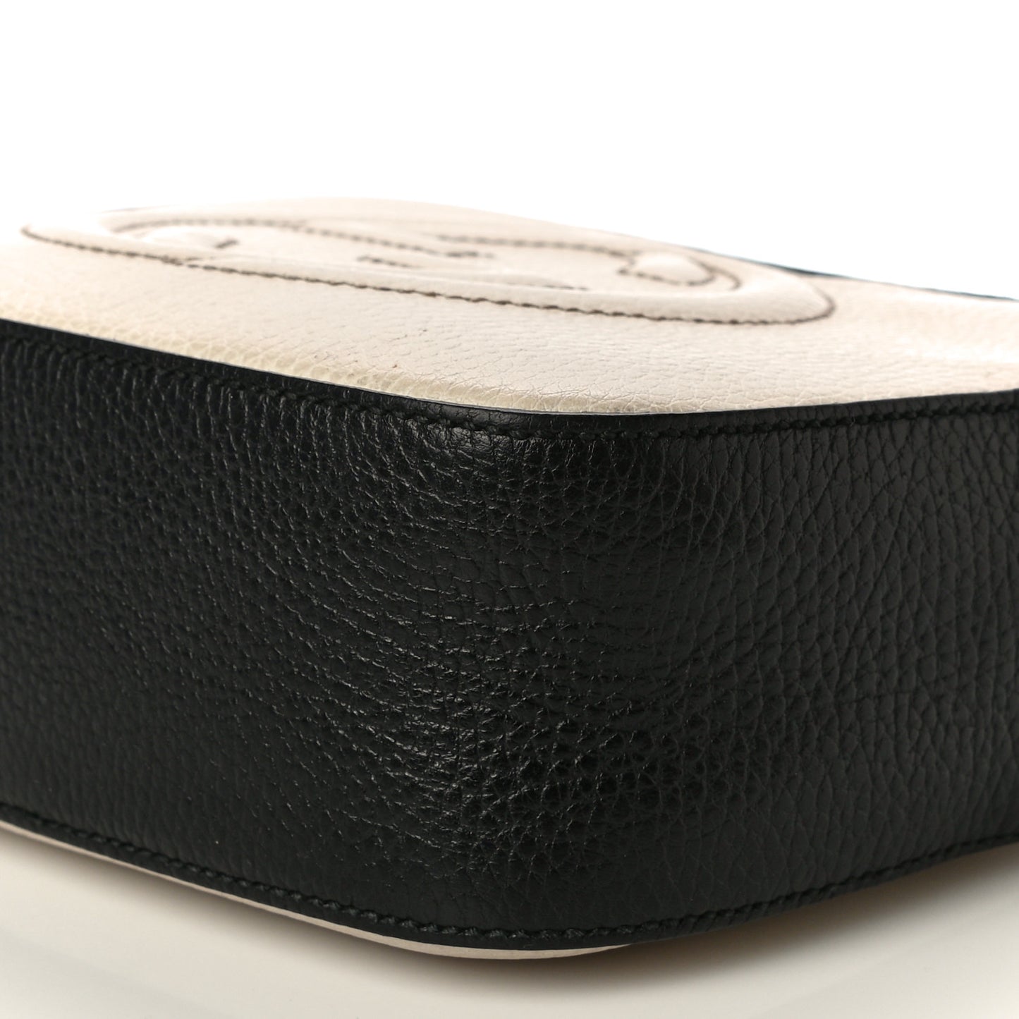 Dollar Calfskin Bi-Color Small Soho Disco Bag Mystic White Black