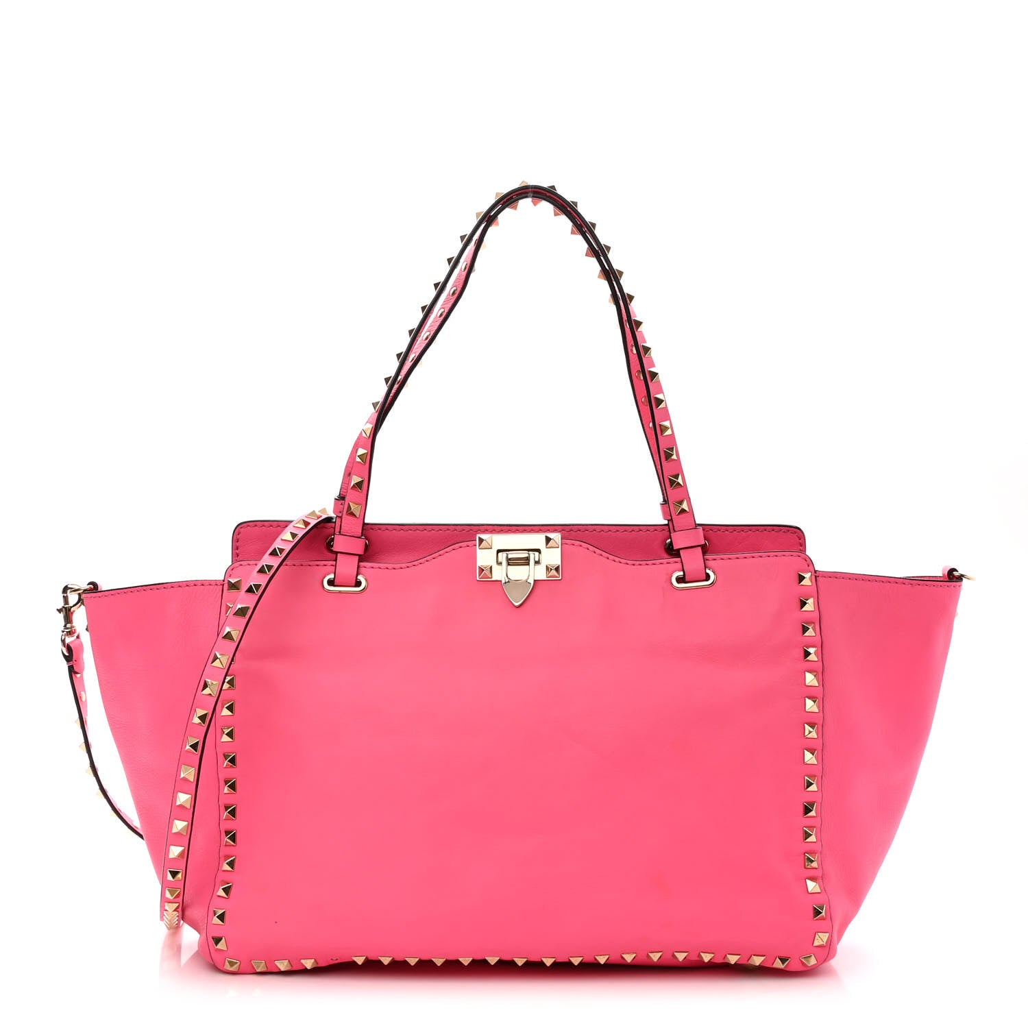 Valentino Garavani Vitello Medium Rockstud Tote Fuxia Fluo 1 of 13