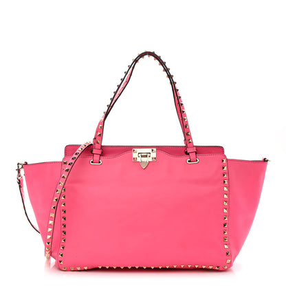 Valentino Garavani Vitello Medium Rockstud Tote Fuxia Fluo 1 of 13