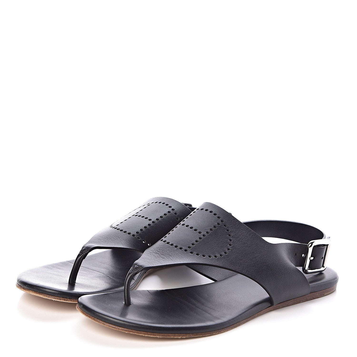 Hermes Calfskin Kola Sandals 38 Black 3 of 7