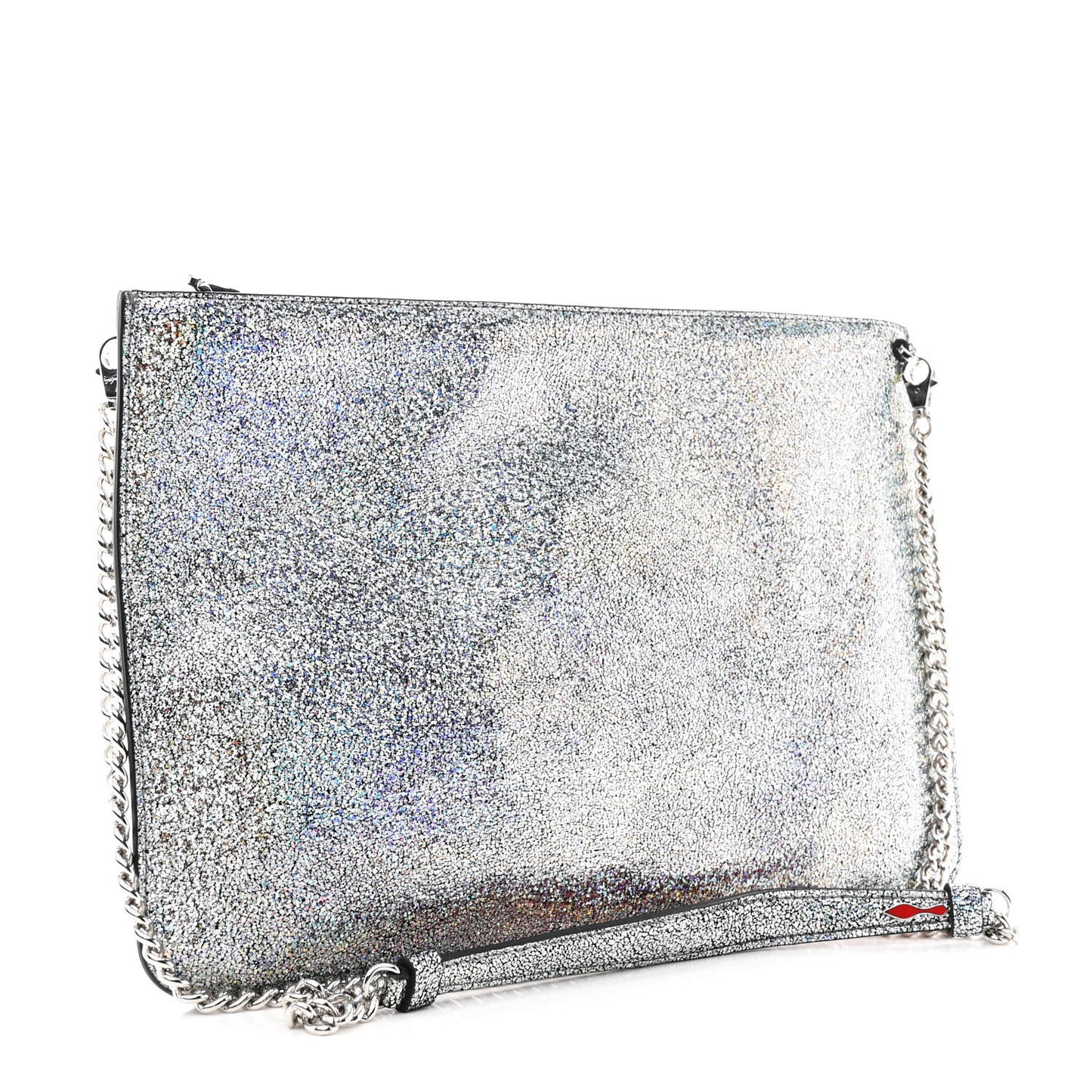 Nappa Mica Studded Loubiclutch Silver