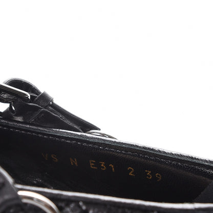 Valentino Garavani Crackled Lambskin Rockstud Spike Captoe Ballerina Flats 39 Black 8 of 9