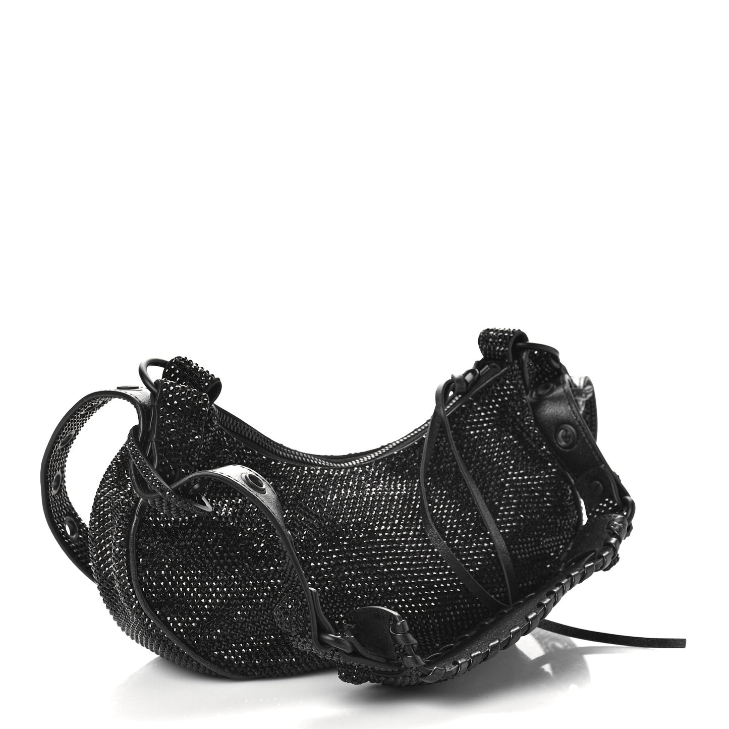 Strass Suede Le Cagole Shoulder Bag XS Black Jet