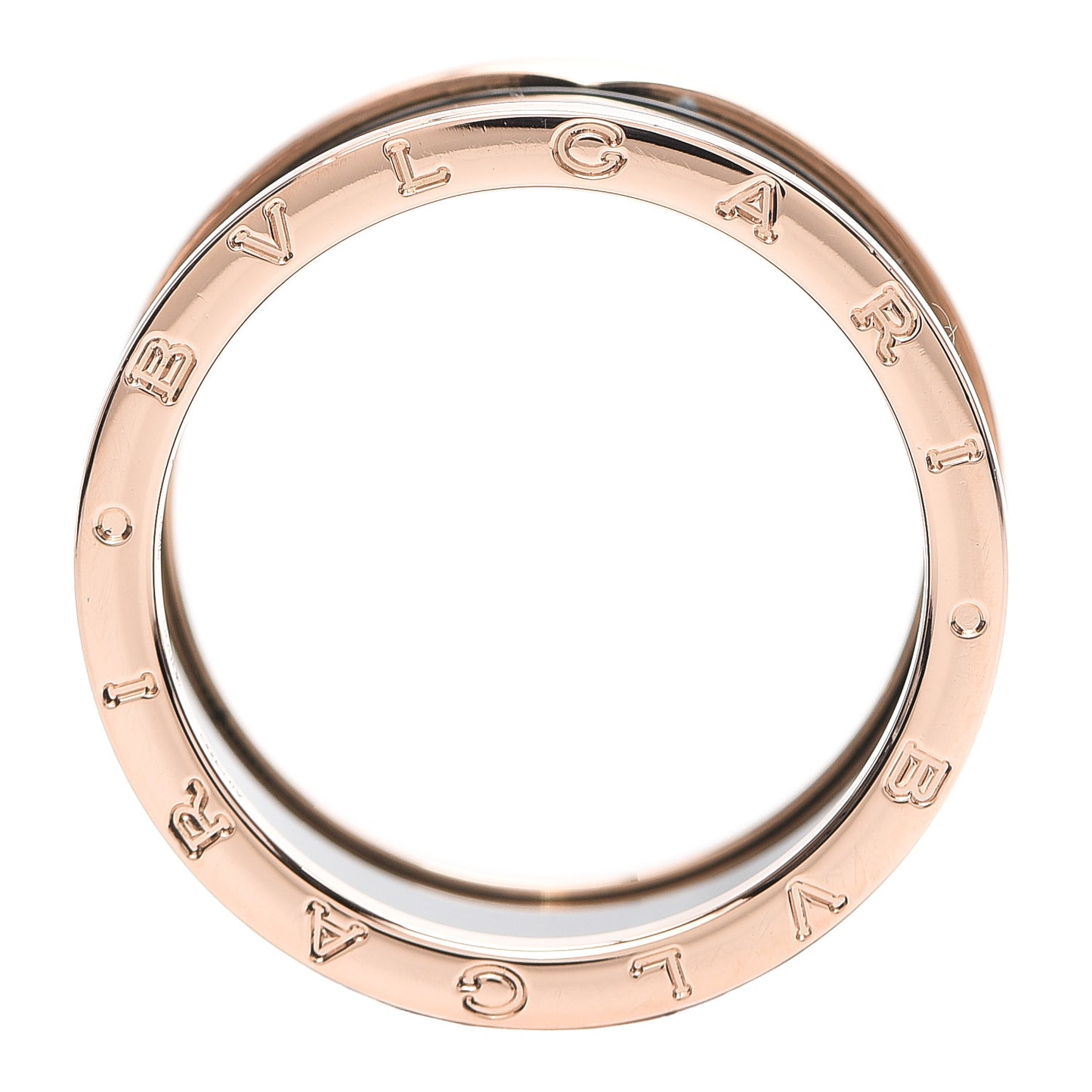 18K Rose Gold Black Ceramic B.Zero1 Four-Band Ring 72 13.5