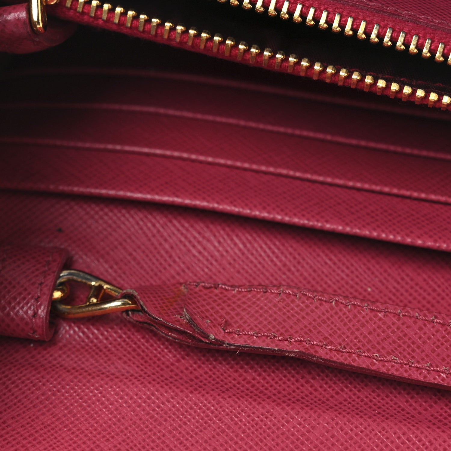 Prada Saffiano Metal Oro Chain Wallet Peonia 15 of 15