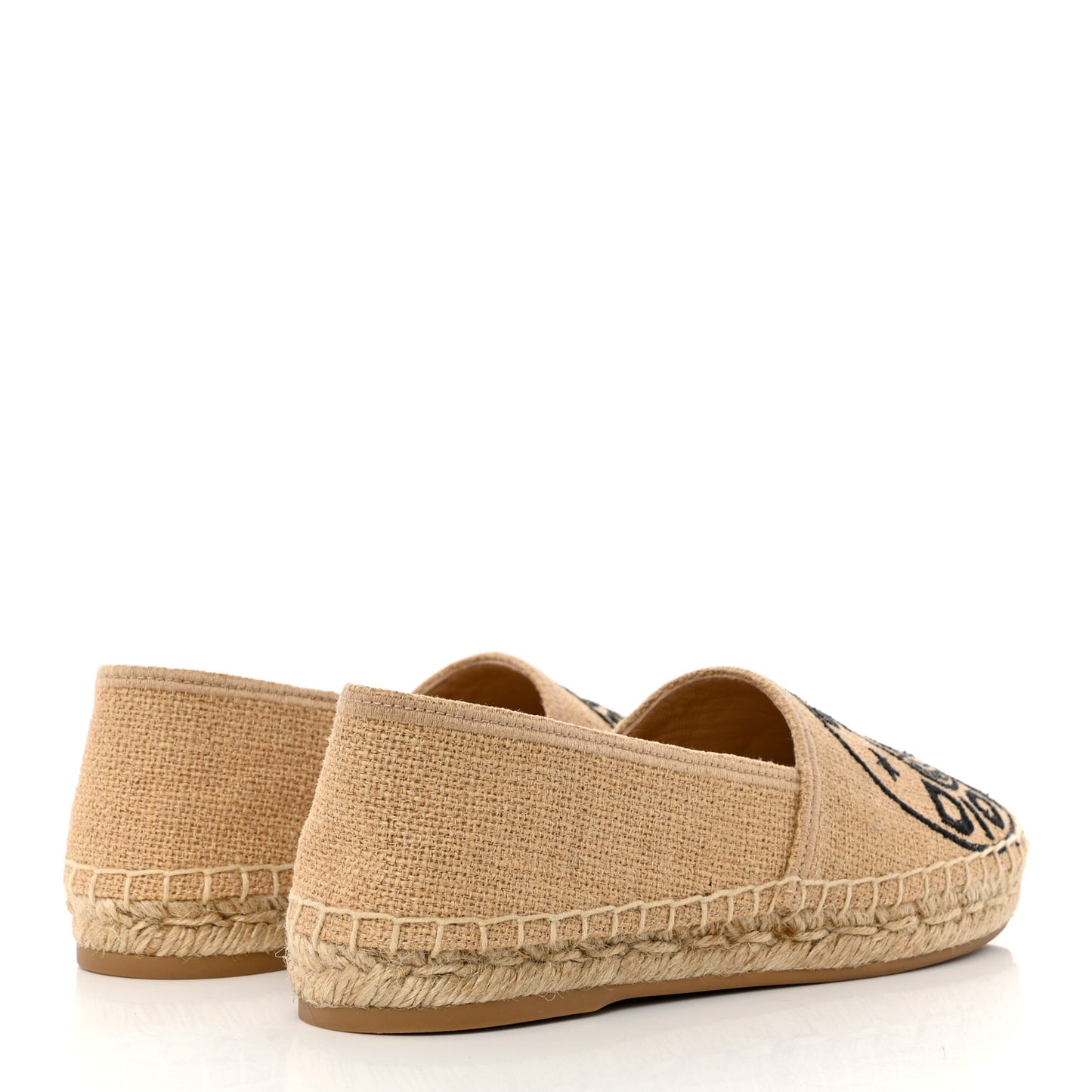 Canvas Embroidered Granville Union Motif Espadrille 36.5 Beige