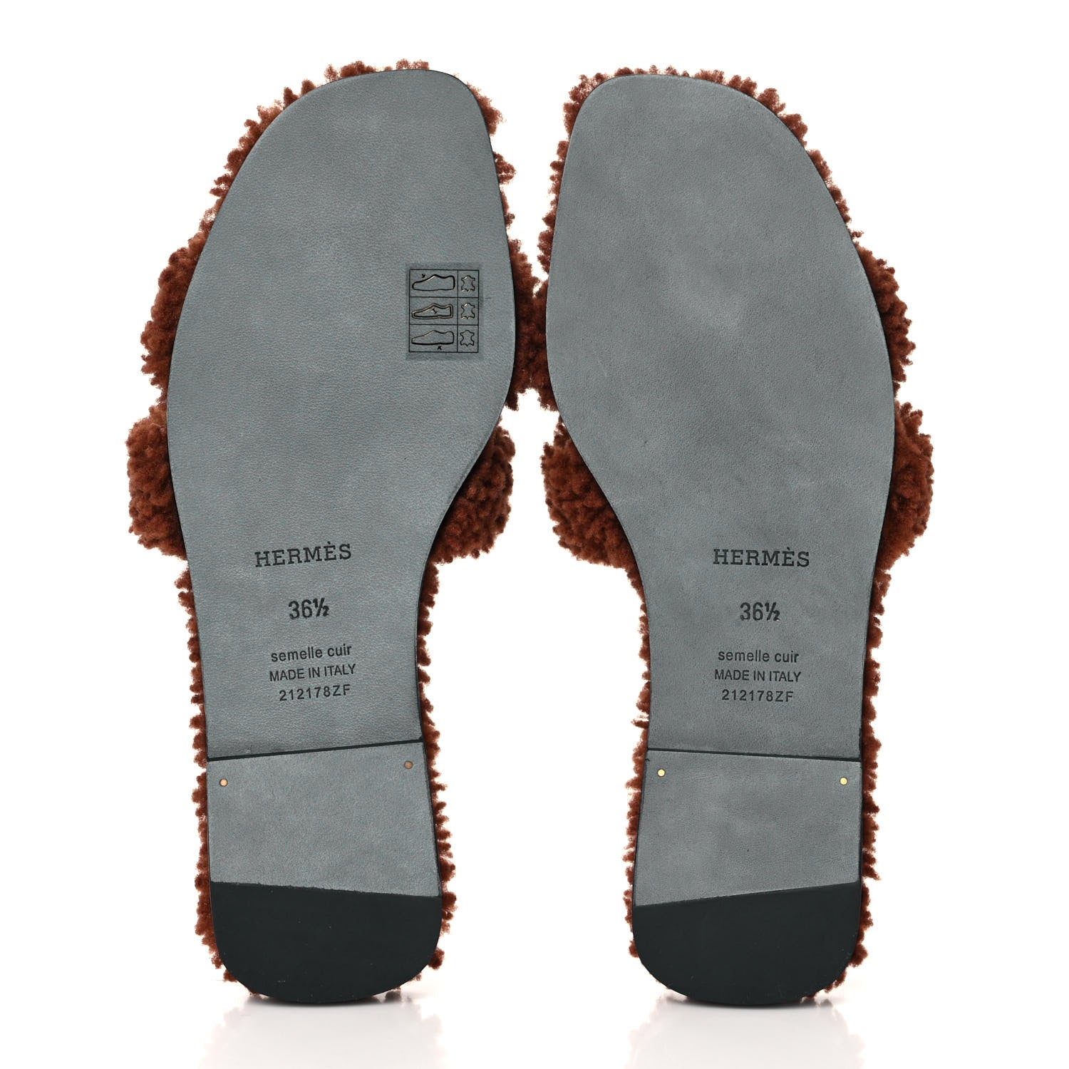 Hermes Woolskin Oran Sandals 36.5 Cognac 5 of 8