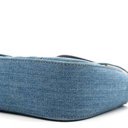 Gucci Denim Matelasse Mini Pearly GG Marmont Shoulder Bag Blue 10 of 11