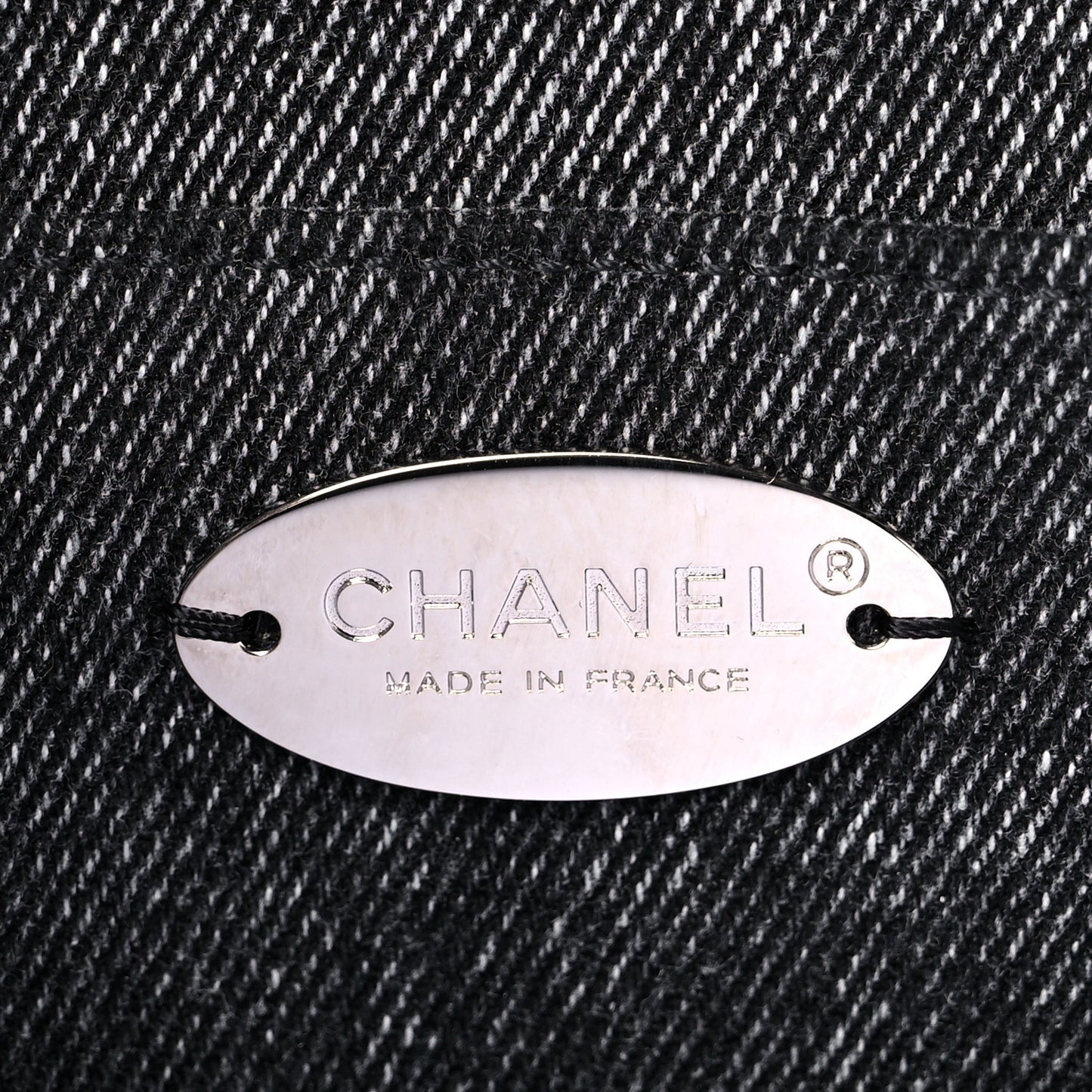 Denim Embossed CC Logo Print Mini Single Flap Black