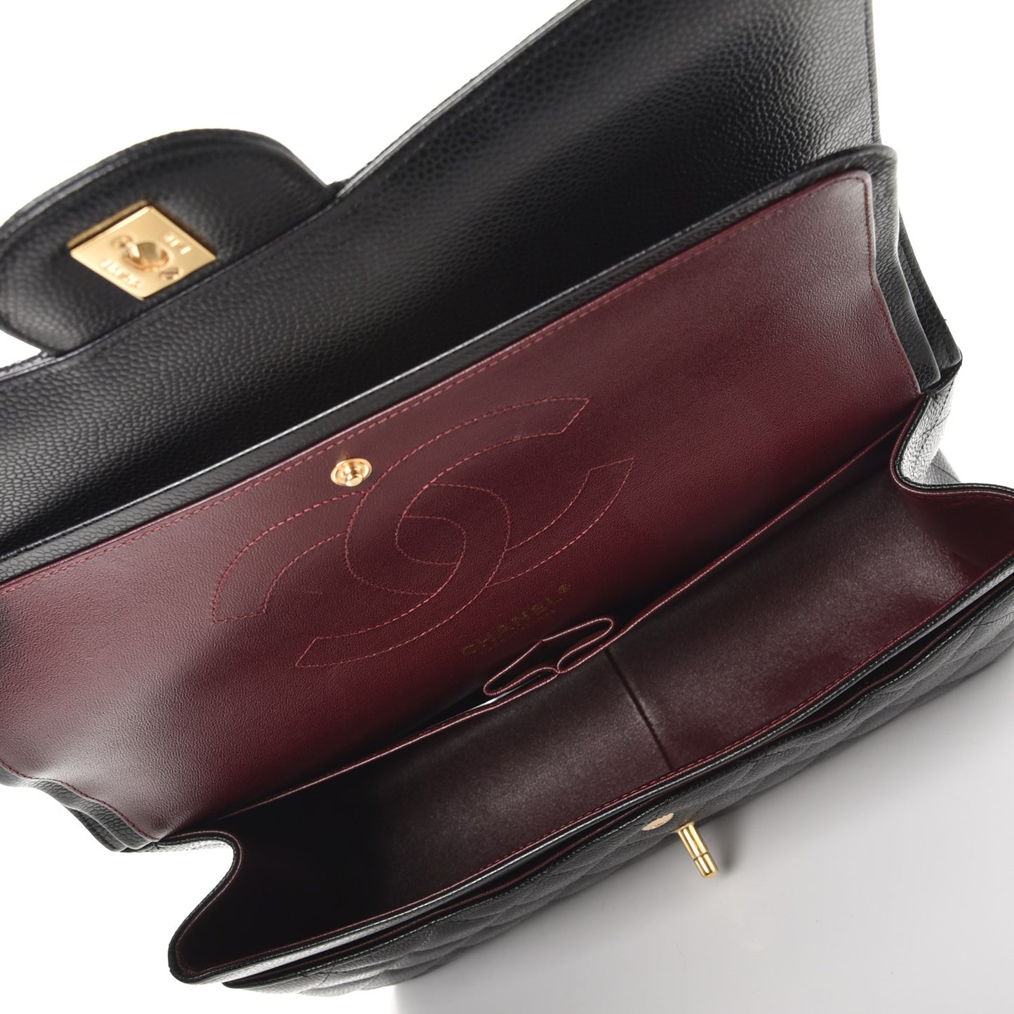 Caviar Quilted Jumbo Double Flap Black