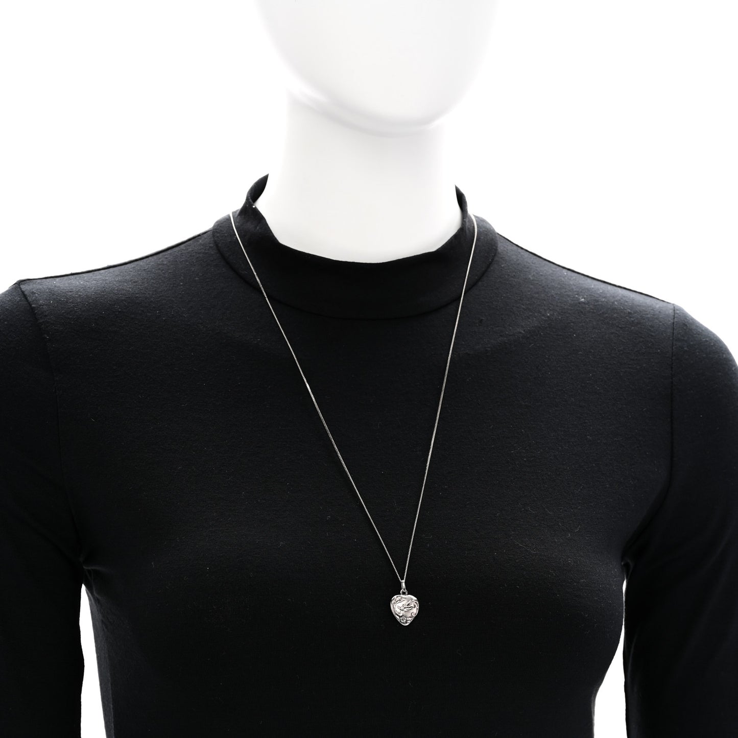 Metal Heart Necklace Silver