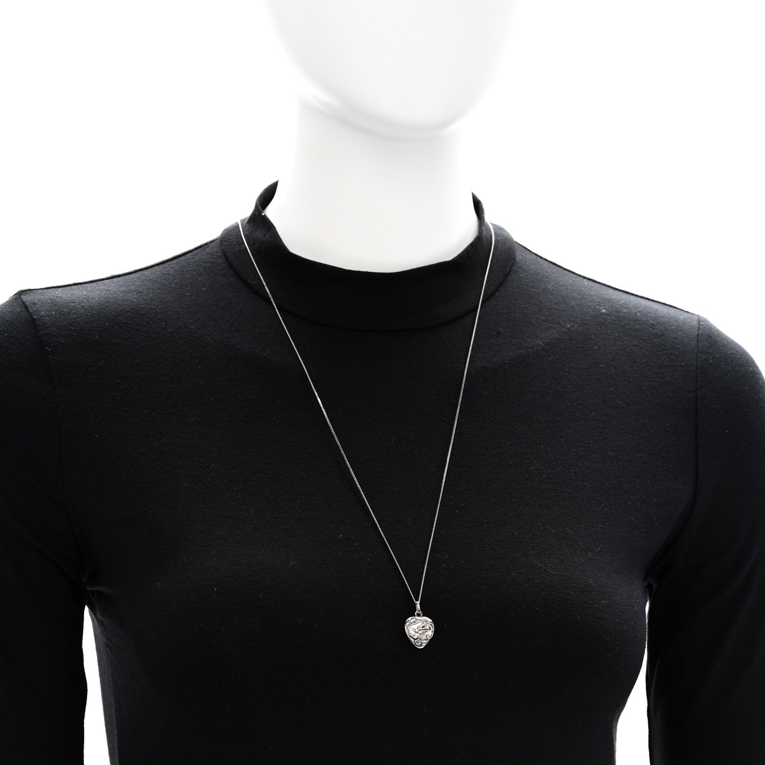 Saint Laurent Metal Heart Necklace Silver 2 of 6