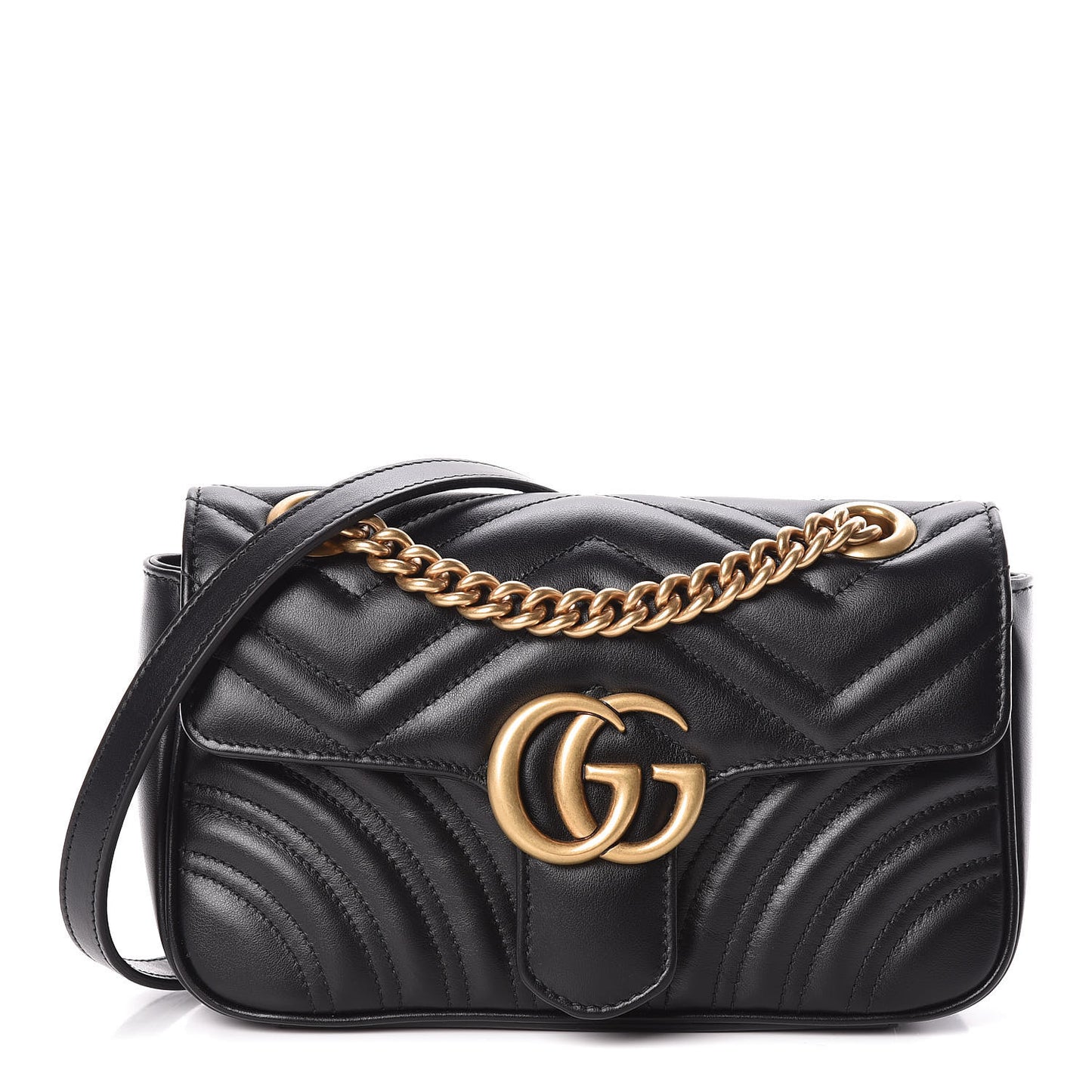 Calfskin Matelasse Mini GG Marmont Shoulder Bag Black
