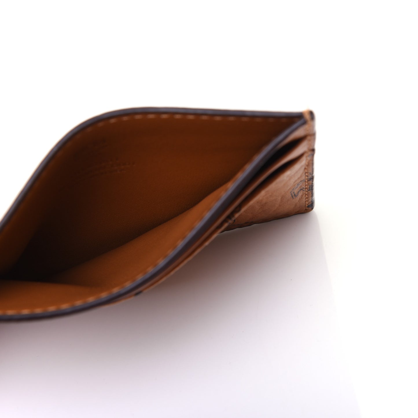 Calfskin Visetos Mini Card Case Cognac