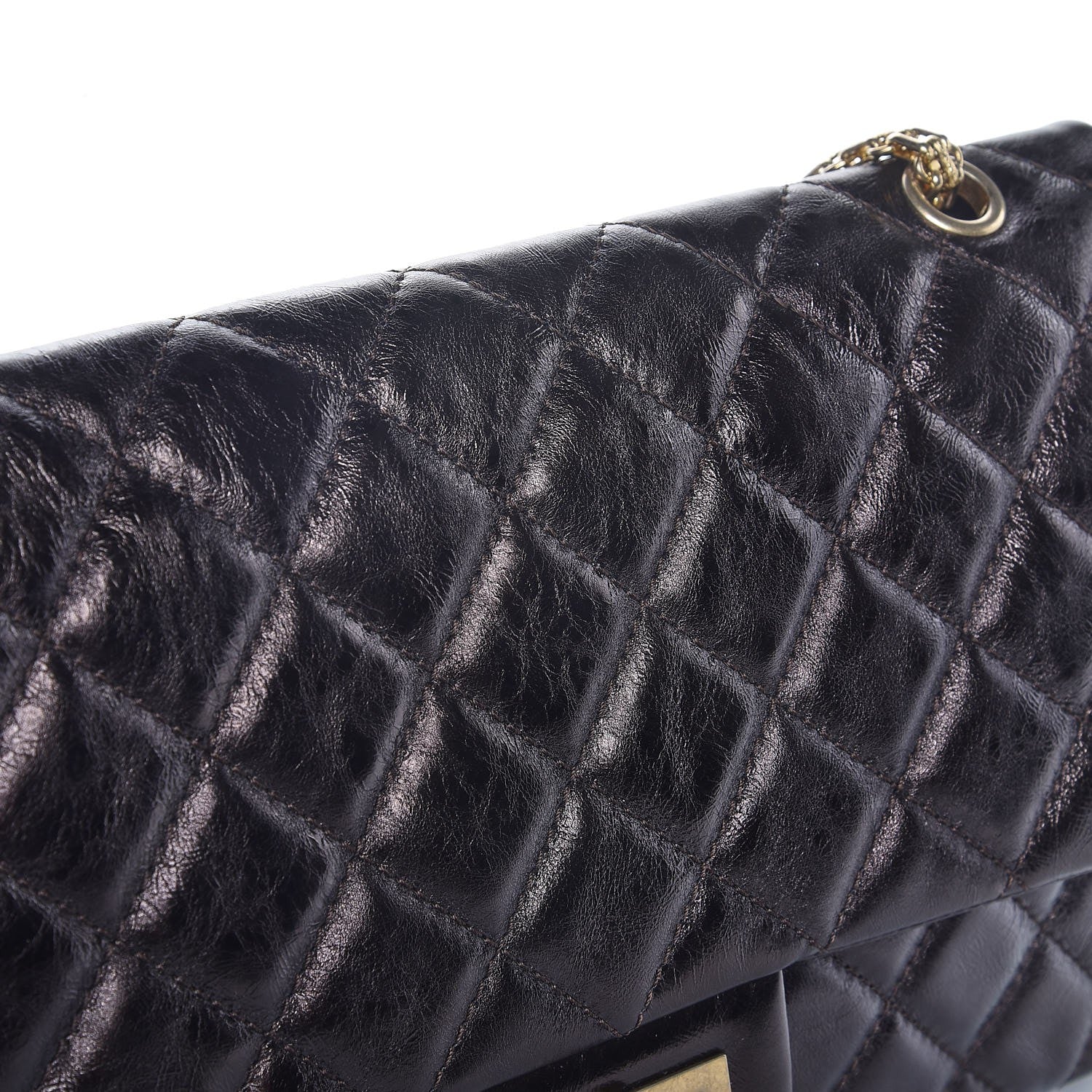 Chanel Glazed Aged Calfskin Quilted 2.55 Reissue 227 Flap Dark Brown 10 of 11