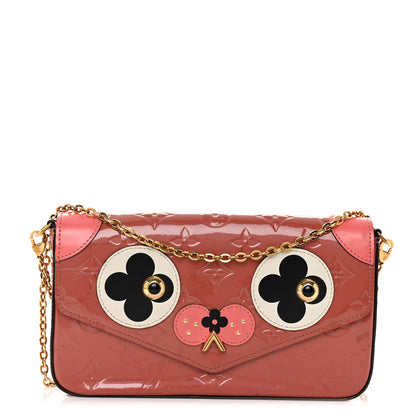 Louis Vuitton Vernis Valentine Dog Pochette Felicie Chain Wallet Pink 1 of 10