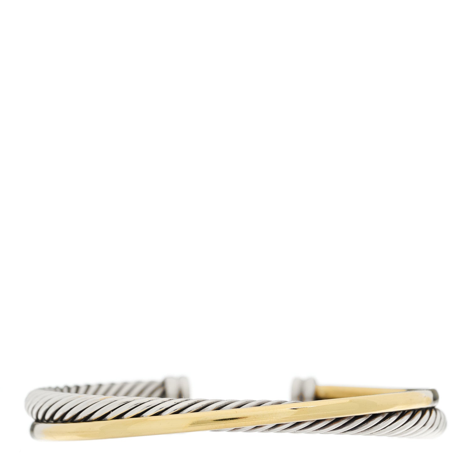 David Yurman Sterling Silver 18K Yellow Gold 5mm Crossover Cuff Bracelet 1 of 3